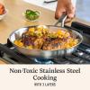 imageCalphalon Classic Stainless Steel Cookware Set 10Piece ImpactBonded Aluminum Base StayCool Handles3Piece Set