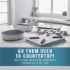imageCalphalon Nonstick Bakeware Set 6Piece Set Includes Cookie Sheet Cake Brownie Loaf and Muffin Pans Dishwasher Safe Silver