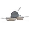 imageCalphalon Premier Ceramic Nonstick 5Piece Cookware Set Mushroom GreyMushroom Grey