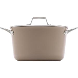 imageCalphalon Premier Ceramic Nonstick 7Qt Dutch Oven with Lid Midnight BlueMushroom Grey