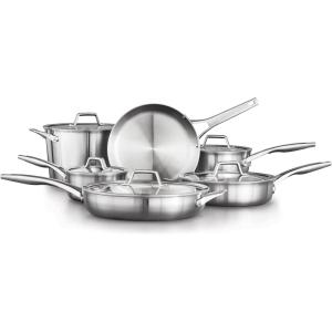 imageCalphalon Stainless Steel Kitchen Cookware 11Piece Pots and Pans Set with StayCool Handles Dishwasher ampamp Oven Safe Silver11Piece