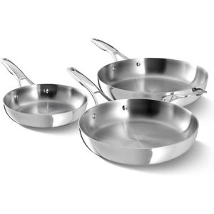imagePremier Stainless Steel 45Qt Chefs Pan with Lid3Pc Fry Set 81012